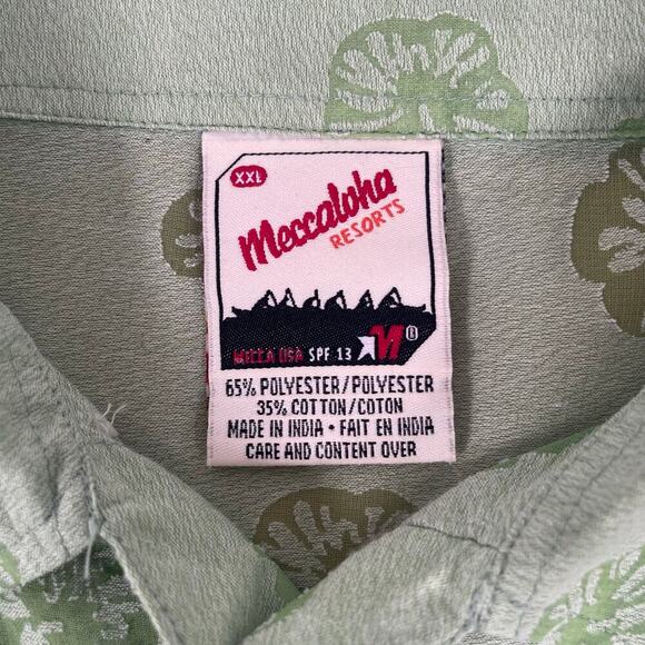 Meccaloha resorts green floral Hawaiian button up shirt size XXL - Picture 5 of 9